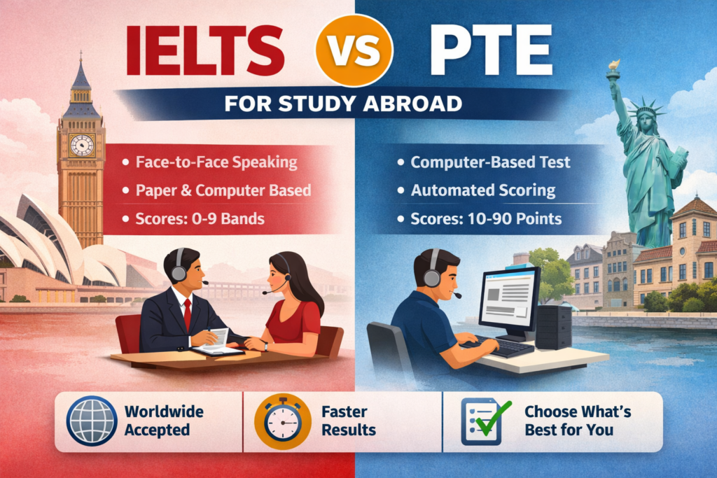 IELTS vs PTE for study abroad